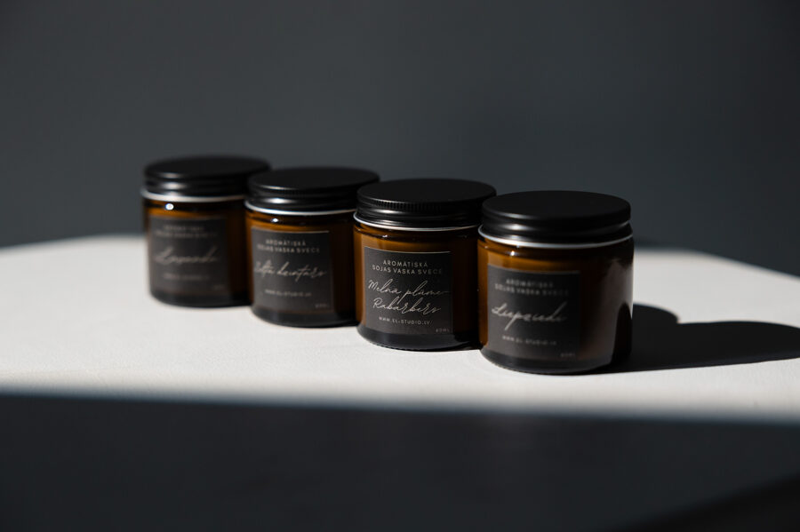 Aromātiska sojas vaska svece dzintara krāsas burciņā 60ml