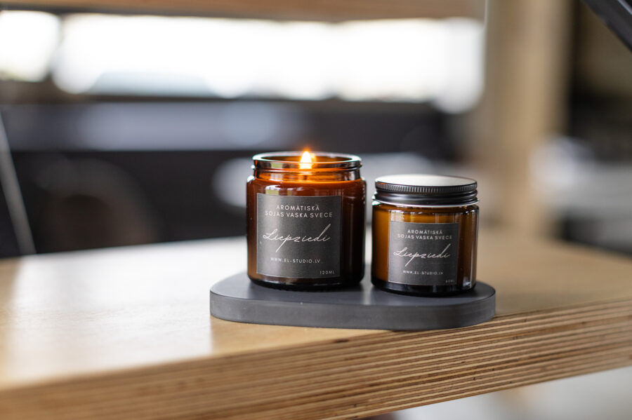 Aromātiska sojas vaska svece dzintara krāsas burciņā 120ml